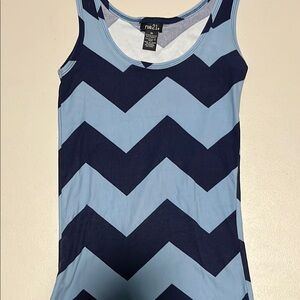 Rue21 Blue and Dark Blue Chevron Tank Top